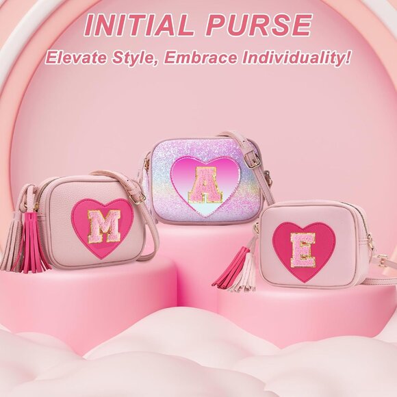 Sweet Initials & Tassels - Toddler Girls Heart Purse, Perfect for Essentials - Picture 6 of 7